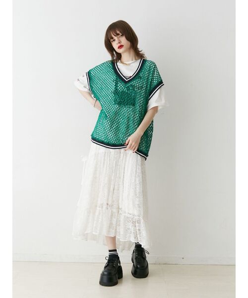 jouetie（ジュエティ）の「レースアシメリボンフレアスカート（スカート・レディース・ブラック/グレー/オフホワイト・MEDIUM）」の11枚目の写真