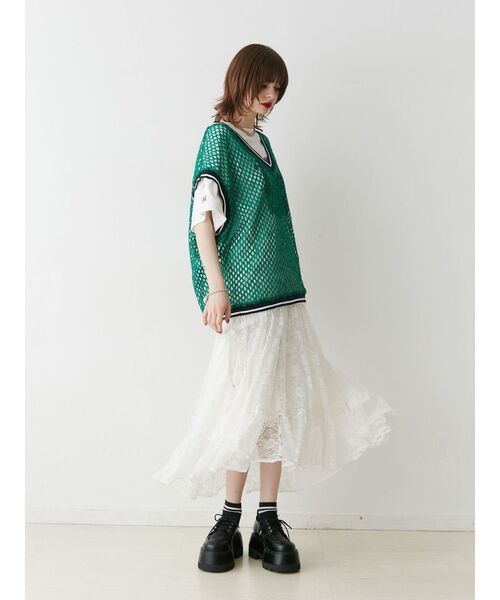 jouetie（ジュエティ）の「レースアシメリボンフレアスカート