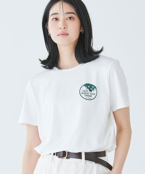 L.L.Bean(エルエルビーン)の「ピマ・コットン・クルーネック・グラフィック・ティ 米国フィット・レギュラー(Tシャツ/カットソー・レディース・ホワイト系/ネイビー系/イエロー系/イエロー系1/ホワイト/グリーン/ダークネイビー/グリーン系/ネイビー系1/ライトグリーン系1/ライトイエロー系/ライトイエロー系1/ネイビー系2/ライトグリーン系/ホワイト系2/ホワイト系1/ホワイト系4/ホワイト系3/スモーキーグリーン系1/ネイビー系3/ブラック/スモーキーグリーン系/ブラック系/ネイビー系4・X-SMALL/SMALL/MEDIUM/LARGE/X-LARGE)」の3枚目の写真
