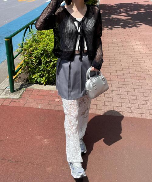 WEGO(ウィゴー)の「WEGO/スパンコールメッシュニットカーデ(カーディガン/ボレロ・レディース・ホワイト/ブラック・FREE)」の15枚目の写真