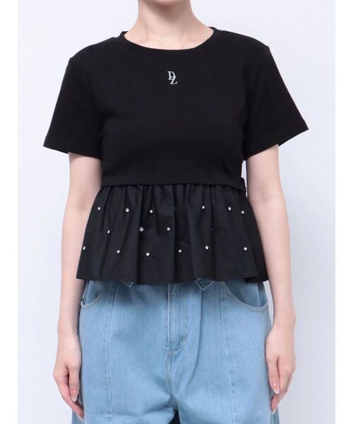 dazzlin(ダズリン)の「バックリボンビジューペプラムTシャツ(Tシャツ/カットソー・レディース・オフホワイト/ブラック/ピンク・FREE)」の22枚目の写真