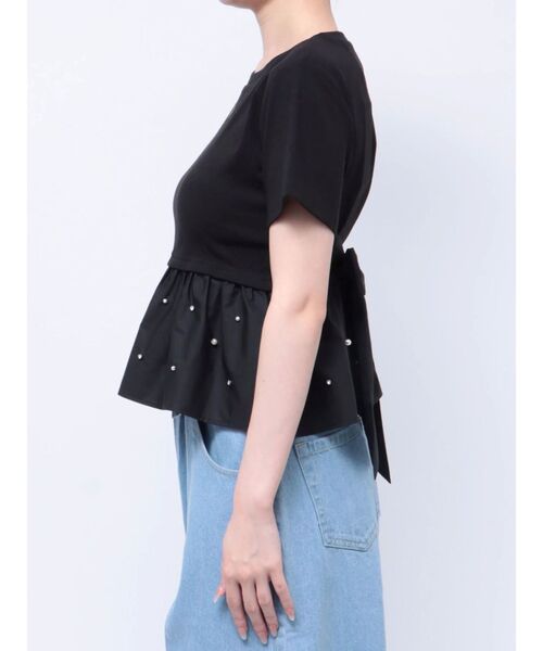 dazzlin(ダズリン)の「バックリボンビジューペプラムTシャツ(Tシャツ/カットソー・レディース・オフホワイト/ブラック/ピンク・FREE)」の21枚目の写真