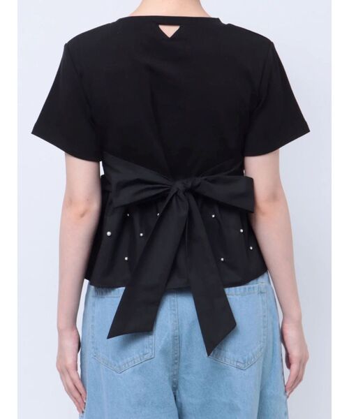 dazzlin(ダズリン)の「バックリボンビジューペプラムTシャツ(Tシャツ/カットソー・レディース・オフホワイト/ブラック/ピンク・FREE)」の20枚目の写真