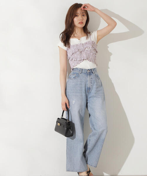 PROPORTION BODY DRESSING（プロポーションボディドレッシング）の「スクエアハートフレンチスリーブニット / 1214270700（ニット/セーター・レディース・ブラウン/ホワイト系その他/パープル/グレー・FREE）」の20枚目の写真