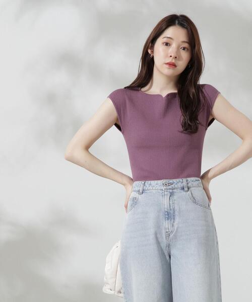 PROPORTION BODY DRESSING（プロポーションボディドレッシング）の「スクエアハートフレンチスリーブニット / 1214270700（ニット/セーター・レディース・ブラウン/ホワイト系その他/パープル/グレー・FREE）」の8枚目の写真