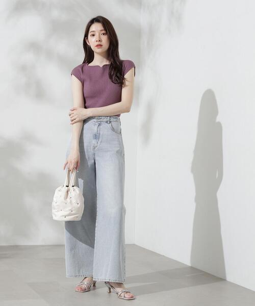 PROPORTION BODY DRESSING（プロポーションボディドレッシング）の「スクエアハートフレンチスリーブニット / 1214270700（ニット/セーター・レディース・ブラウン/ホワイト系その他/パープル/グレー・FREE）」の7枚目の写真