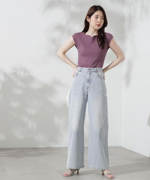 PROPORTION BODY DRESSING（プロポーションボディドレッシング）の「スクエアハートフレンチスリーブニット / 1214270700（ニット/セーター・レディース・ブラウン/ホワイト系その他/パープル/グレー・FREE）」の6枚目の写真