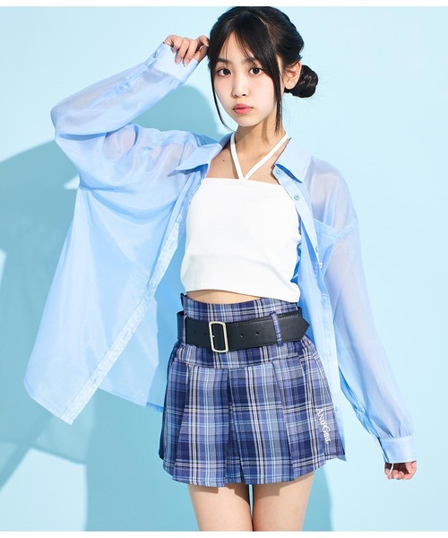 ANAP GiRL(アナップガール)の「ラメシアーオーバーシャツ(シャツ/ブラウス・キッズ・ホワイト/ブラック/サックスブルー・XS/S/M)」の16枚目の写真