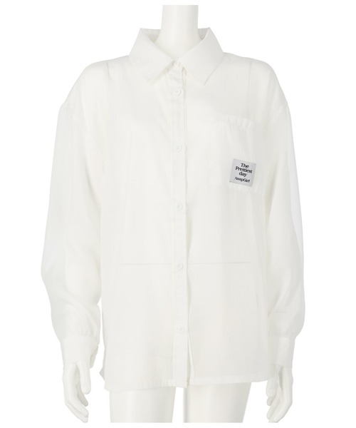 ANAP GiRL(アナップガール)の「ラメシアーオーバーシャツ(シャツ/ブラウス・キッズ・ホワイト/ブラック/サックスブルー・XS/S/M)」の22枚目の写真