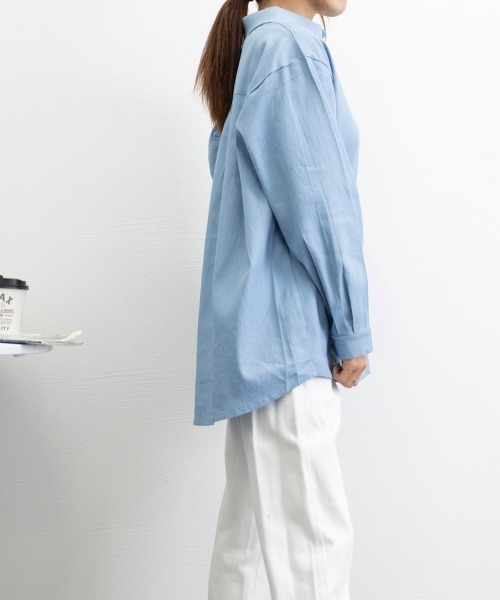 Miniministore(ミニミニストア)の「ビッグデニムシャツレディース重ね着お洒落(シャツ/ブラウス・レディース・ネイビー/サックスブルー・FREE)」の20枚目の写真
