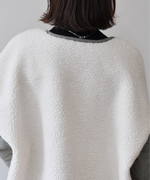 【セール】袖キルト切替ノーカラーボアジャケット（ノーカラージャケット）｜Meli rich（メリーリッチ）