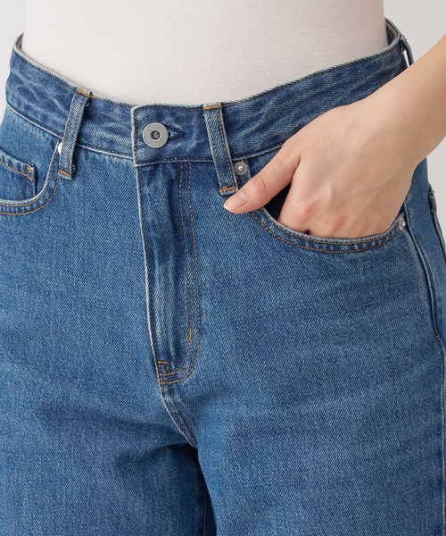 無印良品(ムジルシリョウヒン)の「婦人 木の実から作ったカポック混 デニムストレートパンツ 股下73.5(デニムパンツ・レディース・ライトブルー/ダークネイビー・24inch/25inch/27inch/26inch/23inch)」の6枚目の写真