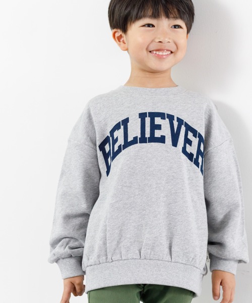 MAKE YOUR DAY（メイクユアデイ）の「BELIEVERロゴファミリー裏毛トレーナー■80～140cm（スウェット・キッズ・チャコールグレー/グレー・140/130/80/120/110/90/100）」の4枚目の写真