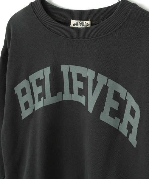 MAKE YOUR DAY（メイクユアデイ）の「BELIEVERロゴファミリー裏毛トレーナー■80～140cm（スウェット・キッズ・チャコールグレー/グレー・140/130/80/120/110/90/100）」の11枚目の写真