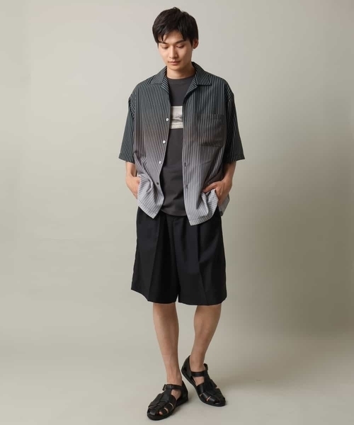 a.v.v（アーヴェヴェ）の「【接触冷感】グラデーションストライプオープンカラーシャツ（シャツ/ブラウス・メンズ・チャコールグレー/ダークインディゴブルー・46/48）」の15枚目の写真