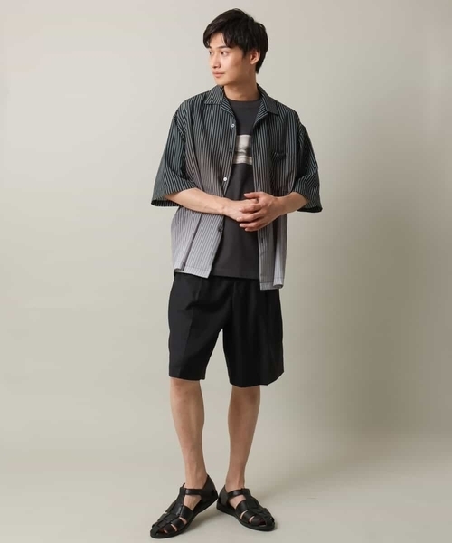 a.v.v（アーヴェヴェ）の「【接触冷感】グラデーションストライプオープンカラーシャツ（シャツ/ブラウス・メンズ・チャコールグレー/ダークインディゴブルー・46/48）」の18枚目の写真