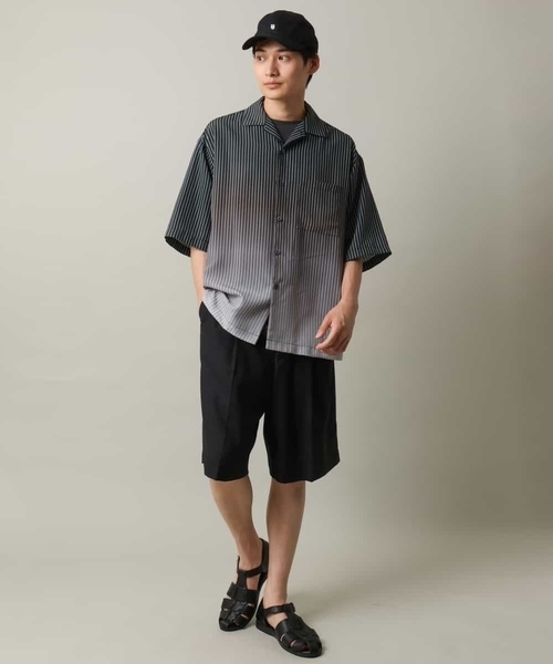 a.v.v（アーヴェヴェ）の「【接触冷感】グラデーションストライプオープンカラーシャツ（シャツ/ブラウス・メンズ・チャコールグレー/ダークインディゴブルー・46/48）」の14枚目の写真