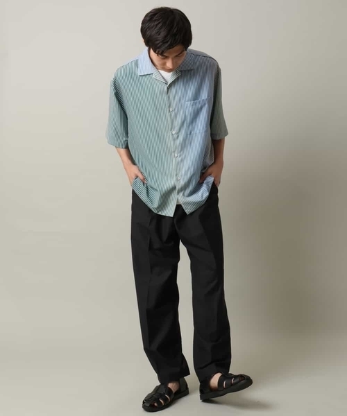 a.v.v（アーヴェヴェ）の「【接触冷感】グラデーションストライプオープンカラーシャツ（シャツ/ブラウス・メンズ・チャコールグレー/ダークインディゴブルー・46/48）」の8枚目の写真