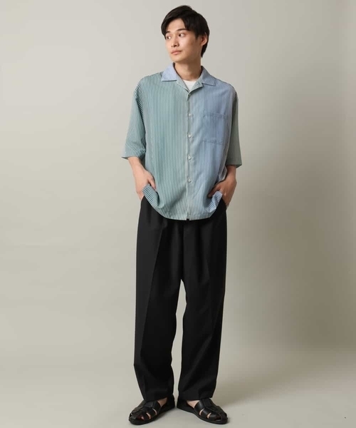 a.v.v（アーヴェヴェ）の「【接触冷感】グラデーションストライプオープンカラーシャツ（シャツ/ブラウス・メンズ・チャコールグレー/ダークインディゴブルー・46/48）」の13枚目の写真