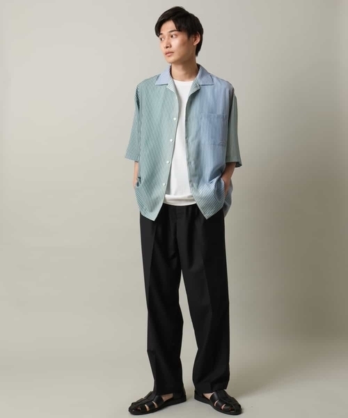 a.v.v（アーヴェヴェ）の「【接触冷感】グラデーションストライプオープンカラーシャツ（シャツ/ブラウス・メンズ・チャコールグレー/ダークインディゴブルー・46/48）」の11枚目の写真