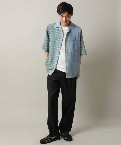 a.v.v（アーヴェヴェ）の「【接触冷感】グラデーションストライプオープンカラーシャツ（シャツ/ブラウス・メンズ・チャコールグレー/ダークインディゴブルー・46/48）」の12枚目の写真