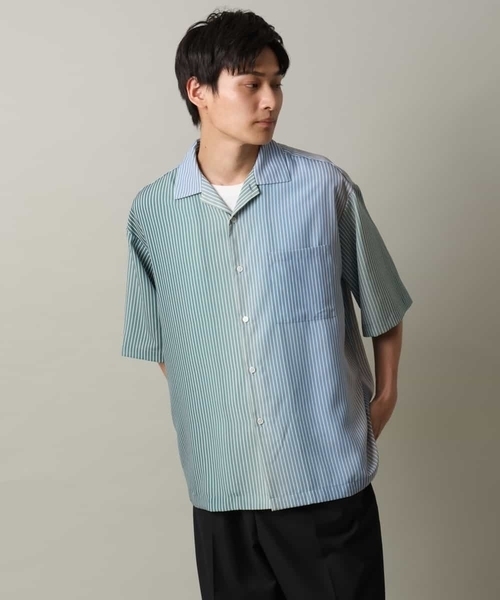 a.v.v（アーヴェヴェ）の「【接触冷感】グラデーションストライプオープンカラーシャツ（シャツ/ブラウス・メンズ・チャコールグレー/ダークインディゴブルー・46/48）」の9枚目の写真