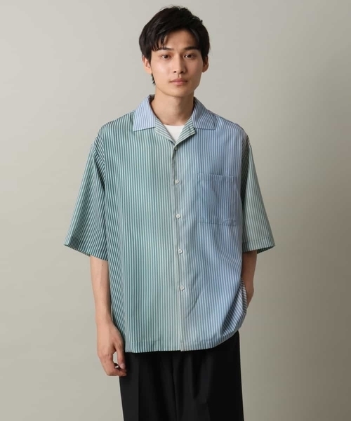 a.v.v（アーヴェヴェ）の「【接触冷感】グラデーションストライプオープンカラーシャツ（シャツ/ブラウス・メンズ・チャコールグレー/ダークインディゴブルー・46/48）」の20枚目の写真