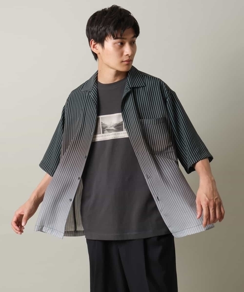 a.v.v（アーヴェヴェ）の「【接触冷感】グラデーションストライプオープンカラーシャツ（シャツ/ブラウス・メンズ・チャコールグレー/ダークインディゴブルー・46/48）」の21枚目の写真
