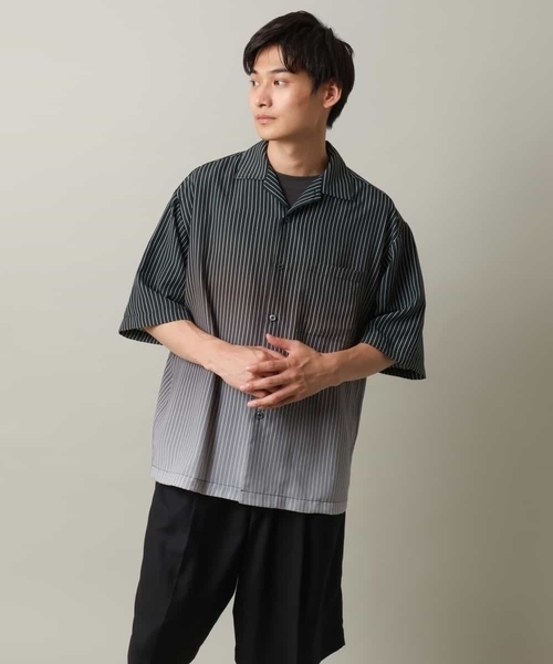 a.v.v（アーヴェヴェ）の「【接触冷感】グラデーションストライプオープンカラーシャツ（シャツ/ブラウス・メンズ・チャコールグレー/ダークインディゴブルー・46/48）」の19枚目の写真