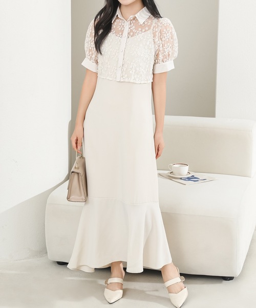 Lace Ladies(レースレディース)の「レース ブラウス× マーメイド キャミソール ワンピース セットアップ(ワンピース・レディース・アイボリー/ブラック・S/FREE)」の19枚目の写真