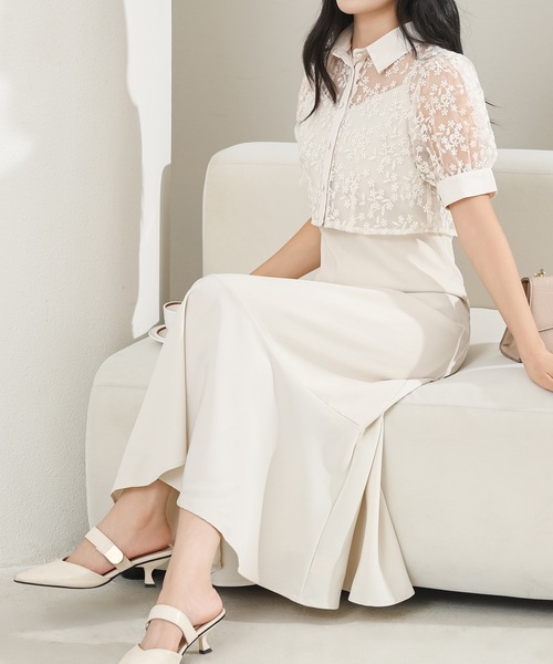 Lace Ladies(レースレディース)の「レース ブラウス× マーメイド キャミソール ワンピース セットアップ(ワンピース・レディース・アイボリー/ブラック・S/FREE)」の17枚目の写真