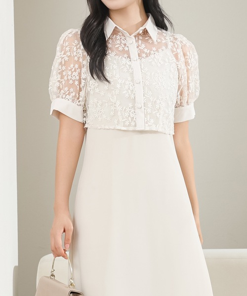Lace Ladies(レースレディース)の「レース ブラウス× マーメイド キャミソール ワンピース セットアップ(ワンピース・レディース・アイボリー/ブラック・S/FREE)」の16枚目の写真