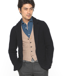 現行✨希少　ドルモア　ニットジャケット　アンコン　イタリア製　XL ネイビー 現行✨希少 ドルモア ニットジャケット アンコン イタリア製 XL