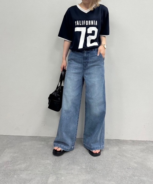 FOREVER 21（フォーエバー トゥエンティーワン）の「【2024FW】ナンバーロゴTシャツ2（Tシャツ/カットソー・レディース・オフホワイト/レッド/ネイビー・FREE）」の7枚目の写真