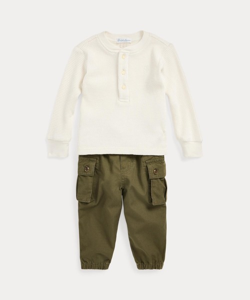ポロ ラルフ ローレン POLO RALPH LAUREN ワッフルニット コットン ヘンリーネック シャツ （300グリーン） ポロ ラルフ ローレン POLO RALPH LAUREN ワッフルニット