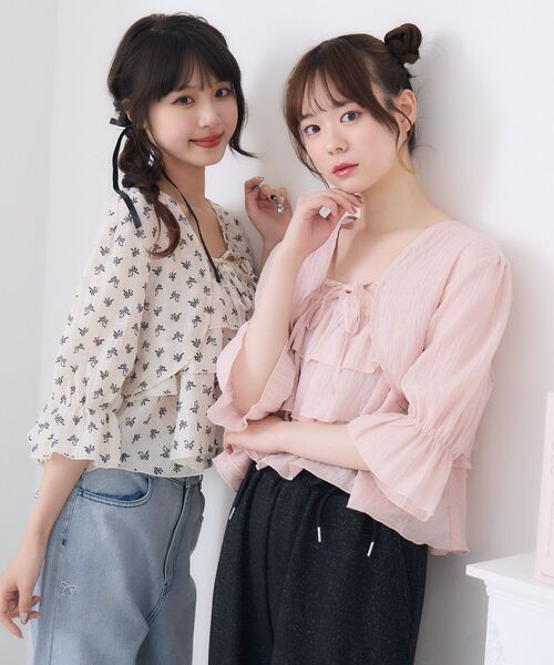 ems excite（エムズエキサイト）の「ティアードビスチェSET（シャツ/ブラウス・レディース・ピンク/ホワイト系その他/ブラック・FREE）」の4枚目の写真