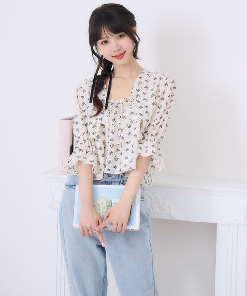 ems excite（エムズエキサイト）の「ティアードビスチェSET（シャツ/ブラウス・レディース・ピンク/ホワイト系その他/ブラック・FREE）」の6枚目の写真