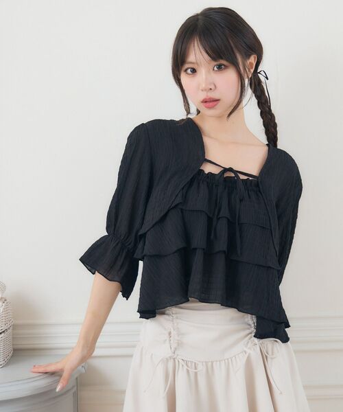 ems excite（エムズエキサイト）の「ティアードビスチェSET（シャツ/ブラウス・レディース・ピンク/ホワイト系その他/ブラック・FREE）」の19枚目の写真