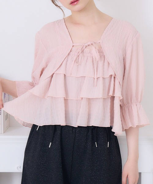 ems excite（エムズエキサイト）の「ティアードビスチェSET（シャツ/ブラウス・レディース・ピンク/ホワイト系その他/ブラック・FREE）」の3枚目の写真