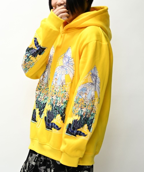 ステンドグラスプリント長袖フードパーカー 裏起毛（パーカー）｜MARAI