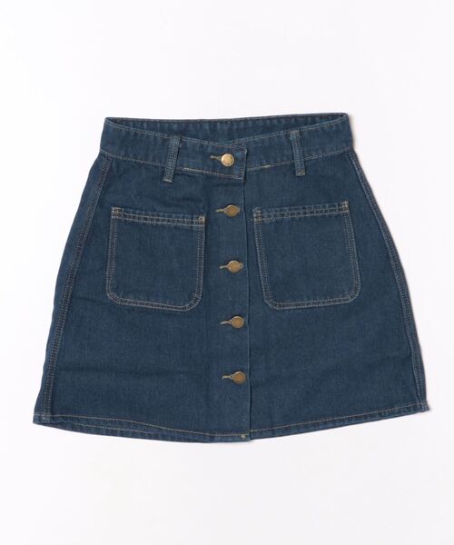 almo(アルモ)の「フロントボタン デニムミニスカート(BL)(スカート・レディース・ブルー/サックスブルー・LARGE/MEDIUM/SMALL)」の4枚目の写真
