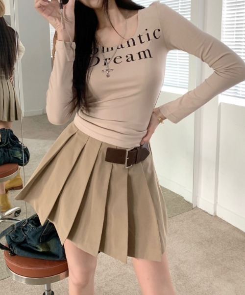 Vipoa（ヴィポア）の「ロゴプリントロングTEE（Tシャツ/カットソー・レディース・グレー/ベージュ・FREE）」の7枚目の写真