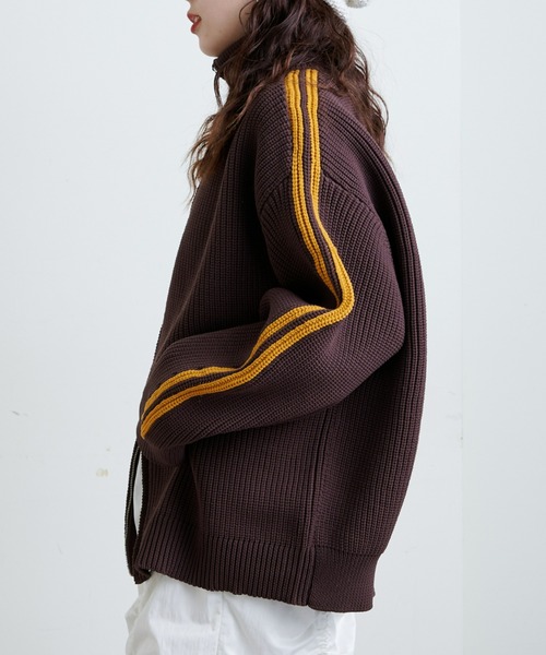 CIAOPANIC TYPY(チャオパニックティピー)の「スポンディッシュラインニットトラックジャケット(ニット/セーター・レディース・ブラック/ブラウン/オフホワイト・ONE SIZE)」の21枚目の写真