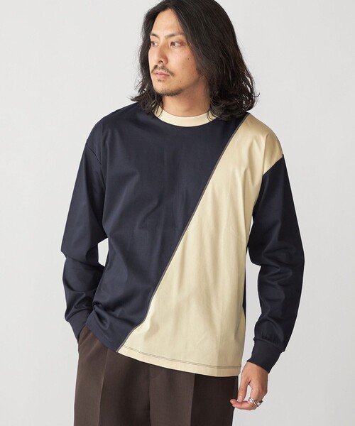 【セール】SHIPS: カラースラント パネル 長袖 Tシャツ（Tシャツ/カットソー）｜SHIPS（シップス）