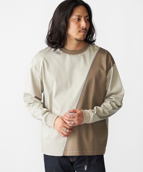 【セール】SHIPS: カラースラント パネル 長袖 Tシャツ（Tシャツ/カットソー）｜SHIPS（シップス）
