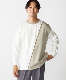 SHIPS: カラースラント パネル 長袖 Tシャツ