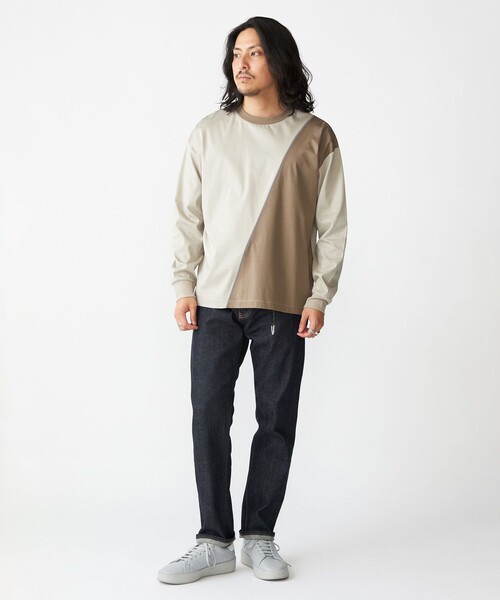 【セール】SHIPS: カラースラント パネル 長袖 Tシャツ（Tシャツ/カットソー）｜SHIPS（シップス）