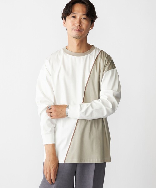 【セール】SHIPS: カラースラント パネル 長袖 Tシャツ（Tシャツ/カットソー）｜SHIPS（シップス）