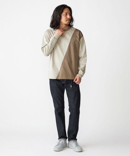 【セール】SHIPS: カラースラント パネル 長袖 Tシャツ（Tシャツ/カットソー）｜SHIPS（シップス）