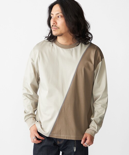 【セール】SHIPS: カラースラント パネル 長袖 Tシャツ（Tシャツ/カットソー）｜SHIPS（シップス）